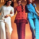 Pantsuits Crochet Pattern for Retro Tunics Pants Columbia Minerva 1970's Granny Squares Tunic Pants