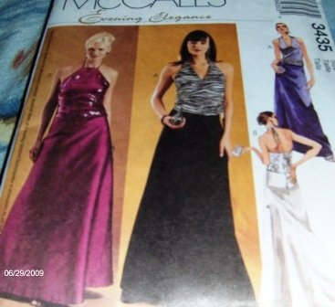 Prom Dress Halter Style Evening Gown Sewing Pattern McCall's 3435 Size 10-14