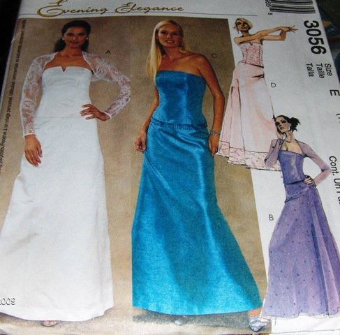 Prom Wear Bustier Skirt Shrug McCall's 3056 Evening Elegance Sewing Pattern Sizes 8,10,12 uncut