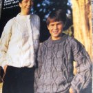 Tivoli Aran Crew Neck Pullover and Sweater Knitting Pattern for Women and Children