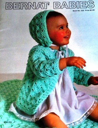 Knitting and Crochet Vintage Pattern Bernat Babies Gown Layettes Afghans Dress