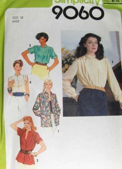 Vintage Blouse Unlined Shirt Jacket Sewing Pattern SImplicity 9060 size 10