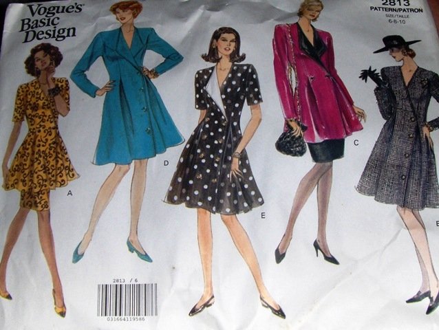 Vogue 2813 Sewing Pattern Womens Misses Tunic Dress or Suit Jacket and Skirt size 6 8 10