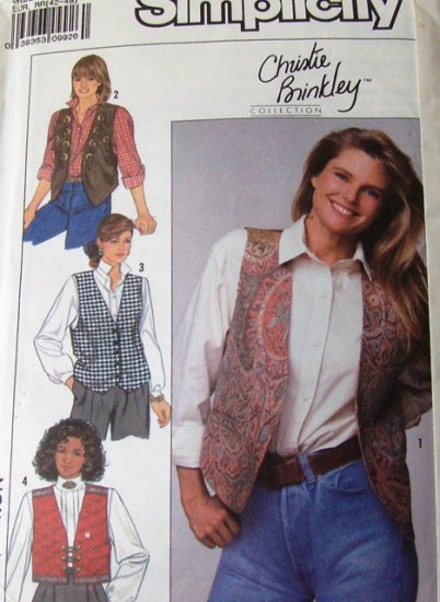 Vest Sewing Pattern Size 14 thru 20 Simplicity 0640 Christie Brinkley featured pattern