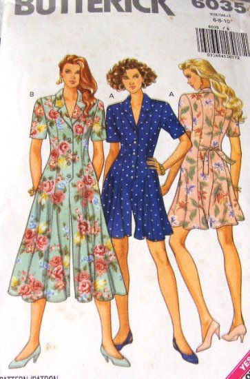 Culotte Dress Pattern Butterick 6035 sizes 6, 8, 10 shorts and dress in one.