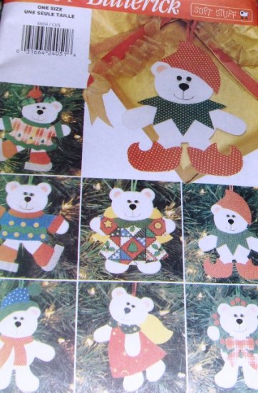 Christmas Tree Holiday Ornaments Butterick Crafts 4604 Pattern No-Sew Bear Felt and cloth