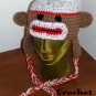 Sock Monkey Hat Crochet Instructions Pattern Ear Flaps Teen Adult size LaStade-Designs PDF Pattern