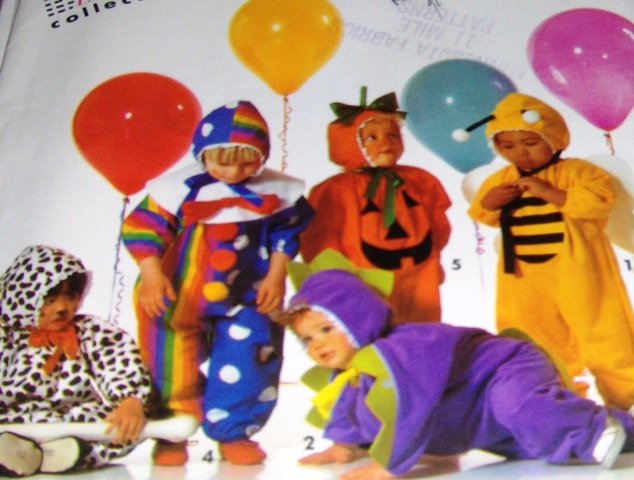 Simplicity 0699 Baby Costume Bee Pumpkin Clown Leopard Dinosaur Halloween pattern Size 1 - 4