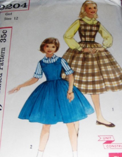 Vintage Girl's Jumper Blouse Pattern Girl's size 12 Simplicity 2204