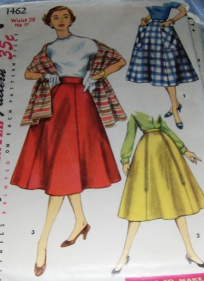 Vintage gored skirt pattern with stole Simplicity 1462 Size 28 inch waist