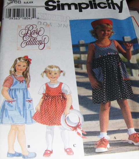 Child's Jumper and Top Simplicity Pattern 9577 Size 5,6,6X Uncut