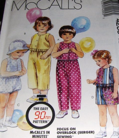 Toddler's Top Pants Short and Bloomers Sewing Pattern McCall's 4205 Size 2
