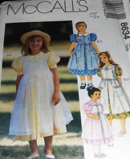 Children's Dress and Pinafore Sewing Pattern McCall's 8634 Size 4, 5, 6