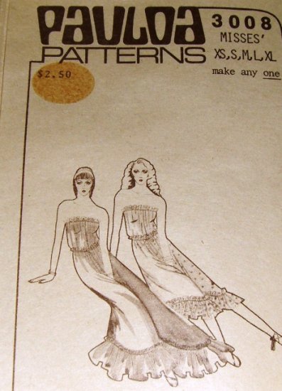 Vintage Pauloa Hawaiian Sewing Pattern Strapless Blouson Top, short long skirt Size XS S M L XL 3008