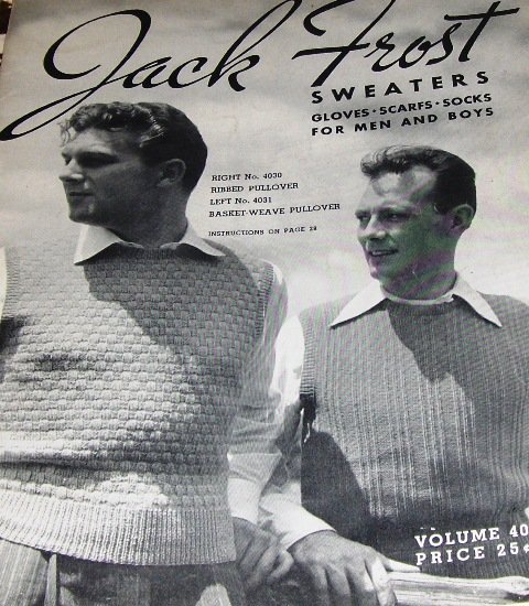 Men's Sweater, Scarves, Vest ,Cardigans Patterns 1947 Jack Frost Vintage Knitting Pattern
