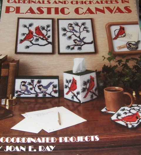 Plastic Canvas Cardinals Chickadees Leisure Arts 360 Magnets Tissue ...