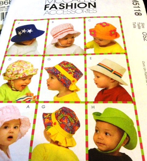 Baby Hats McCall's M5118 xsmall 18 inch to xlarge 20 inch sizes Sewing Pattern
