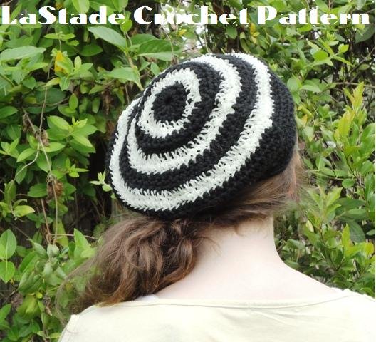 Glow in the Dark Bull's-eye Beret Hat Crochet Instructions LaStade-Designs PDF Pattern