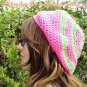Glow in the Dark Bull's-eye Beret Hat Crochet Instructions LaStade-Designs PDF Pattern