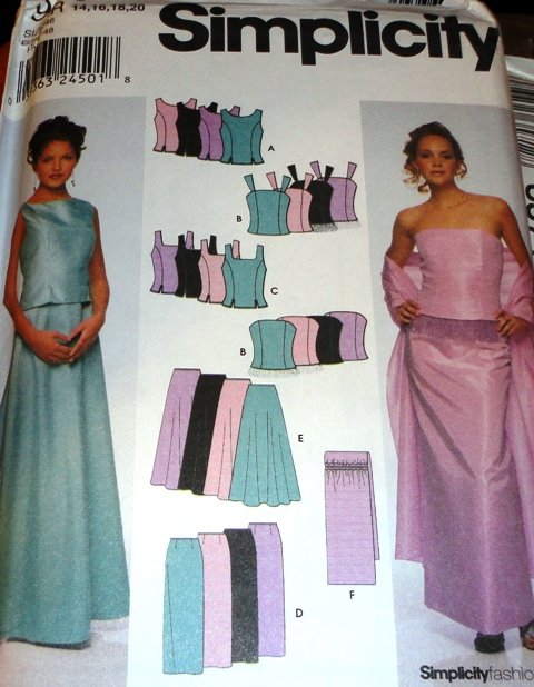 Sewing Pattern Plus Size Prom Evening Gown Wrap, Tops Skirts Size 14 16 18 20 Simplicity 9466