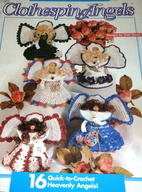 Angel Crochet Pattern Clothespin Angels Book 16 designs by Vicki Owens ...