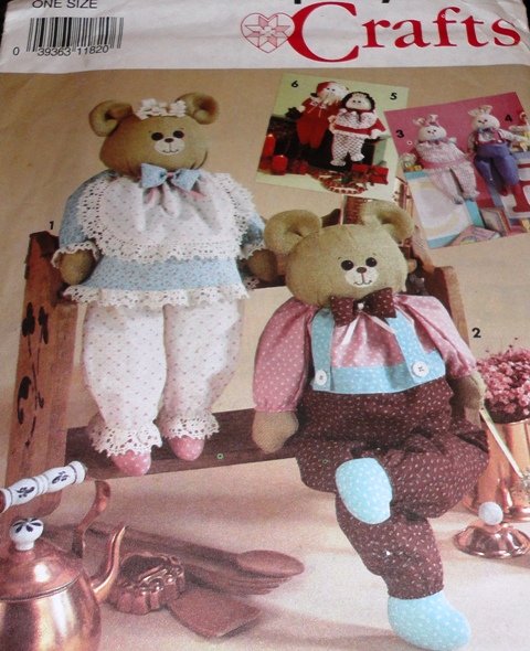 Simplicity 7548 Large Bear, Bunny, Dolls Sewing Pattern 24 inches