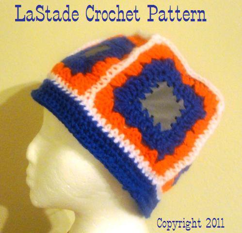 Beanie Hat PDF Crochet Pattern Reflective Granny Square Hat adult size extra large and large