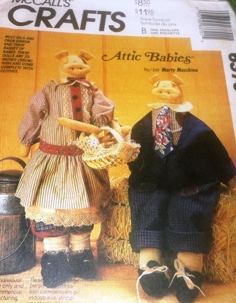 McCall's 6370 Attic Babies Pig Dolls sewing pattern