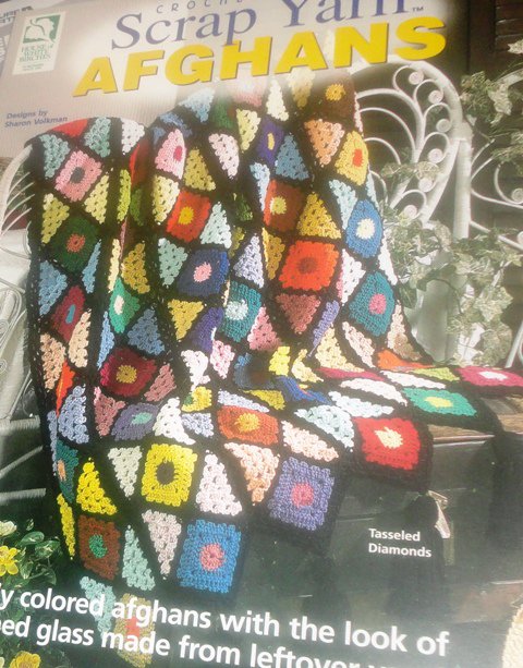 Afghan Pattern Scrap Yarn Afghans Crochet House of White Birches Stain Glass 101131
