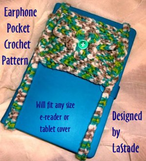 PDF Crochet Pattern Earphone Storage Pocket for E-reader and Tablet Covers
