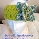 PDF Crochet Pattern Butterfly Earwarmers Headband Hat
