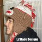 Sock Monkey Hat Crochet Instructions Pattern Ear Flaps Teen Adult size LaStade-Designs PDF Pattern