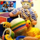 Crochet Pattern Baby's First Toys Ducky Clown Shoe Ball Keys Needlecraft Shop 89T5