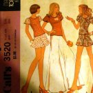 McCall's 3520 Bell Bottoms Sewing Pattern 1973 Young Junior/Teen Top Skirt flared elephant leg pants
