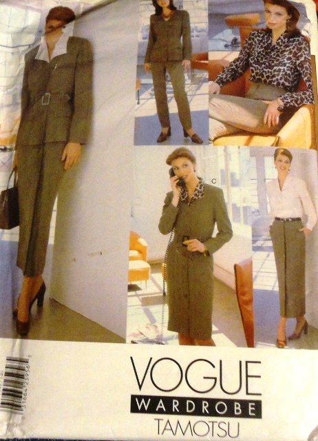 Vogue Wardrobe Sewing Pattern 1999 Tamotsu Blazer, skirt, slacks, top, dress size 14,16, 18