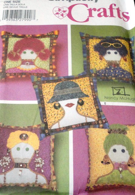 Appliqued Lady Pillows Sewing Pattern Simplicity Crafts 4970