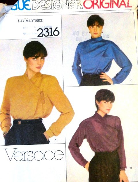 Gianni Versace Vogue Sewing Pattern Designers Original 2316 3 styles of ...