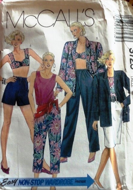 Bra Top, Jacket, capris, shorts, pants, skirt Sewing Pattern McCall's 3723 size 12