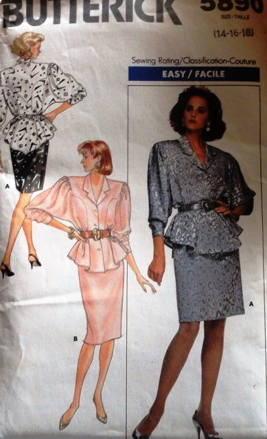 Eighties two piece Dress Sewing Pattern Butterick 5890 sizes 14 16 18