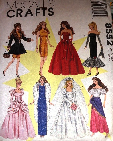 McCall's 8552 Fashion Doll Sewing Pattern Doll Bridal Gown evening gown Cinderella Gown
