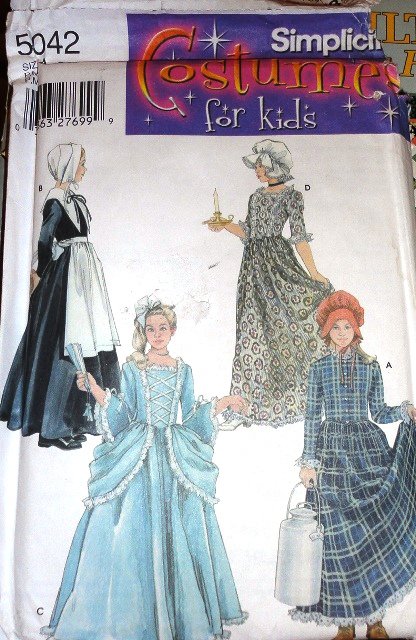 Simplicity 5042 Costume Sewing Pattern Size S M L Child Pilgrim Centennial Prairie 18th 19th Century