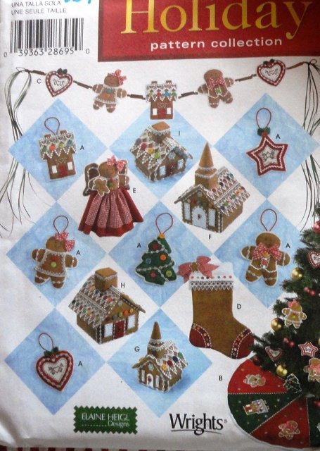 Simplicity Crafts 4810 Holiday Collection Sewing Pattern Gingerbread House ornaments Decorations