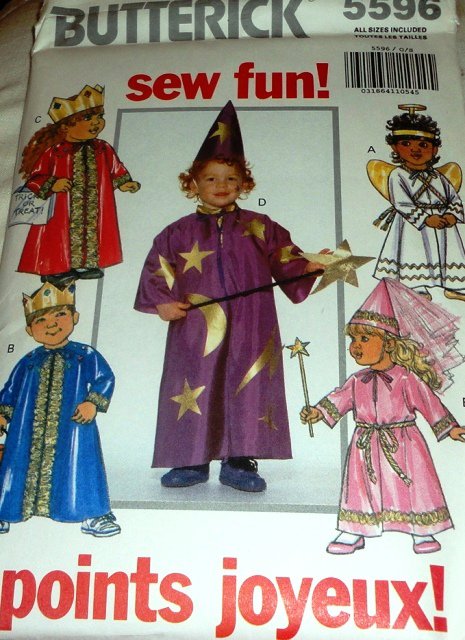 Butterick, 5596 Wizard Angel Princess Prince Fairy Halloween Costume Sewing Pattern size Toddler
