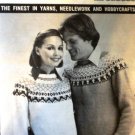 Mary Maxim Ski Sweater Fair Isle Knitting Pattern  8295-96 Graph Style