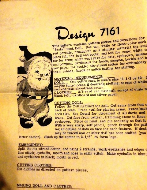 Mail Order Laura Wheeler Santa Claus Sock Doll Sewing Pattern Design 7161