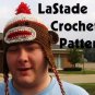 Sock Monkey Hat Crochet Instructions Pattern Ear Flaps Teen Adult size LaStade-Designs PDF Pattern