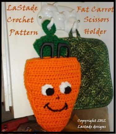 Fat Carrot Kitchen Scissors Holder PDF Crochet Instructions Pattern LaStade Designs