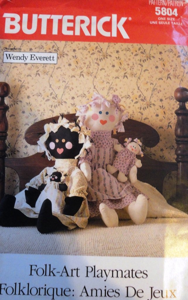 Rag Dolls Butterick 5804 Folk Art Playmates Sewing Pattern