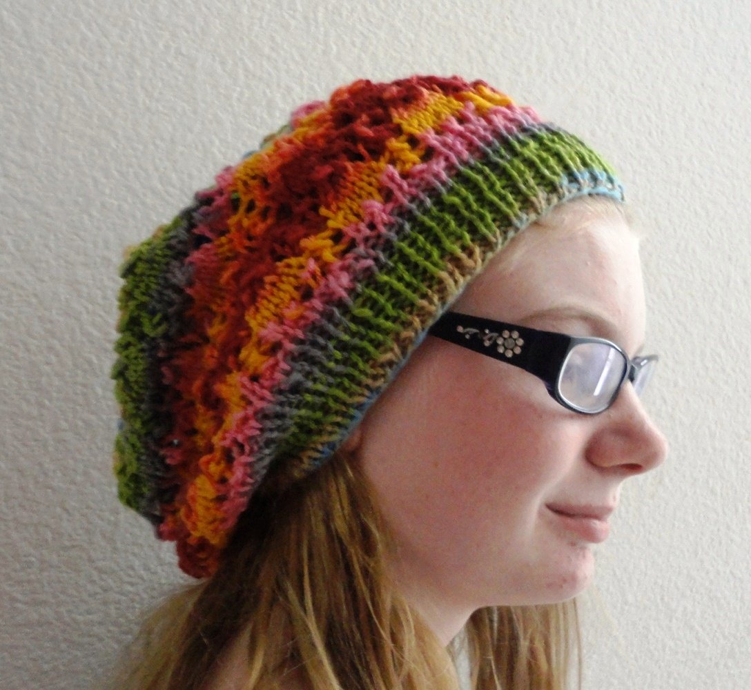 PDF Knitting Pattern Arrowhead Slouchy Hat by LaStade Designs