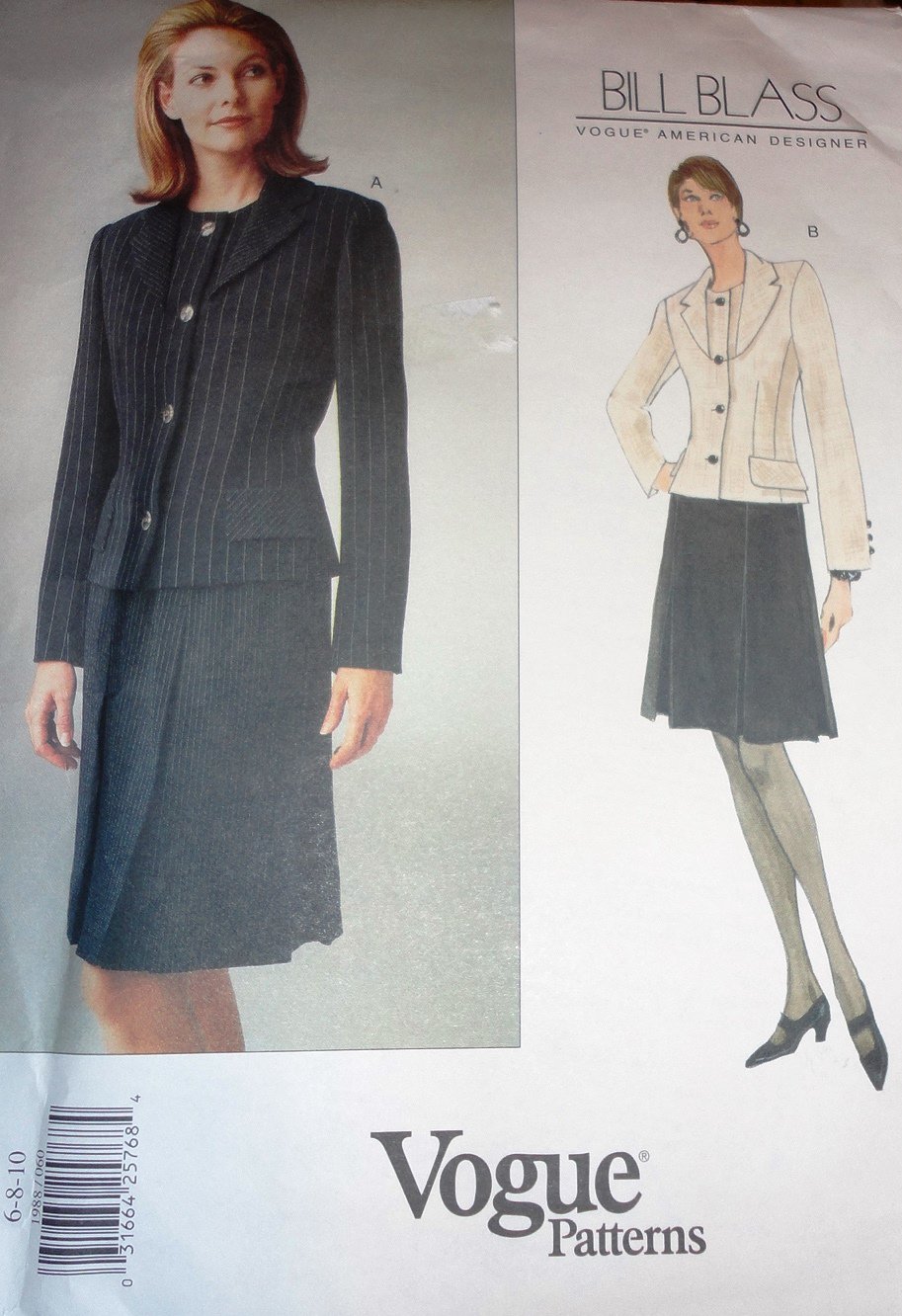 Vogue Sewing Pattern 1988 Bill Blass traditional suit size 6-8-10